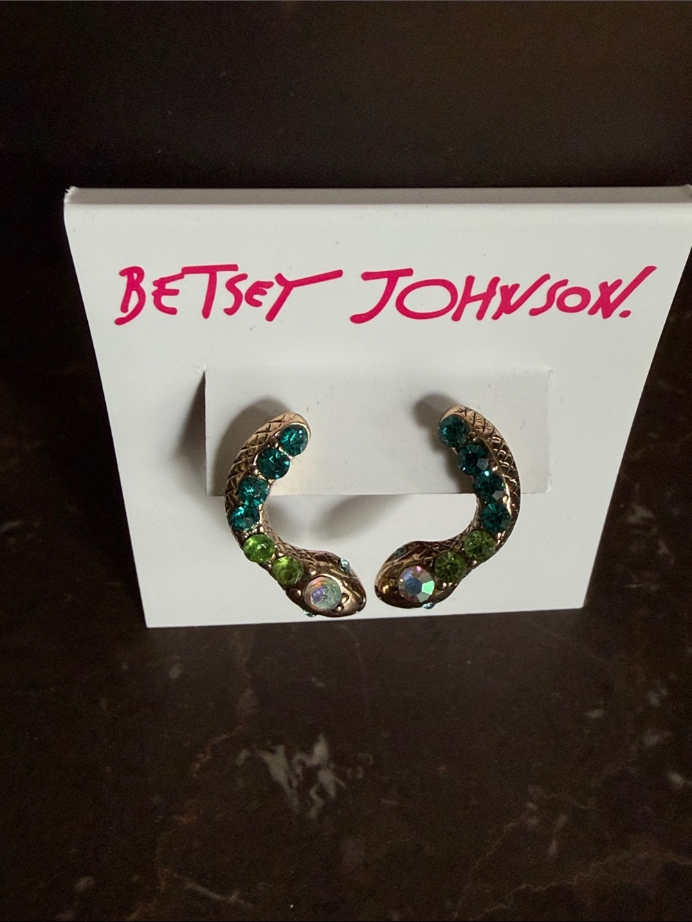 Betsey Johnson Gold-Tone Snake  with Green and Teal Crystals